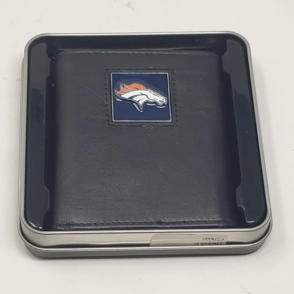 NFL Pewter Logo Leather Tri-fold Wallet - Denver Broncos MB6 - Picture 2 of 3